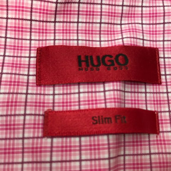 Hugo Boss Slim Fit Button Down Shirt Red Pink 16